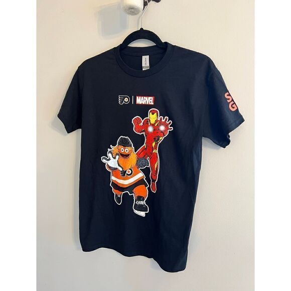 Philadelphia Flyers MARVEL GRITTY IRON MAN - T Shirt - Gildan - Size S - New - Picture 1 of 7
